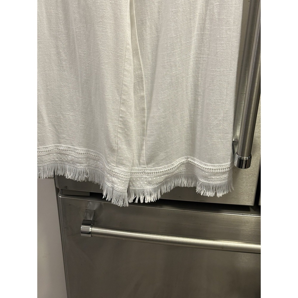 Goucho Linen Wide Leg Pants SzL Elastic Waist In Back Cream Colored - Picture 4 of 11